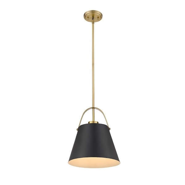 Z-Studio 1 Light Pendant, Matte Black & Heritage Brass